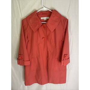 LARRY LEVINE Women Petite Rain Coat Lightweight‎ Jacket Size Small Peach Pink